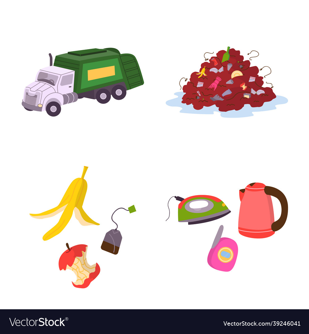 Isolated object of waste and garbage sign set vector image Isolated object of waste and garbage sign set