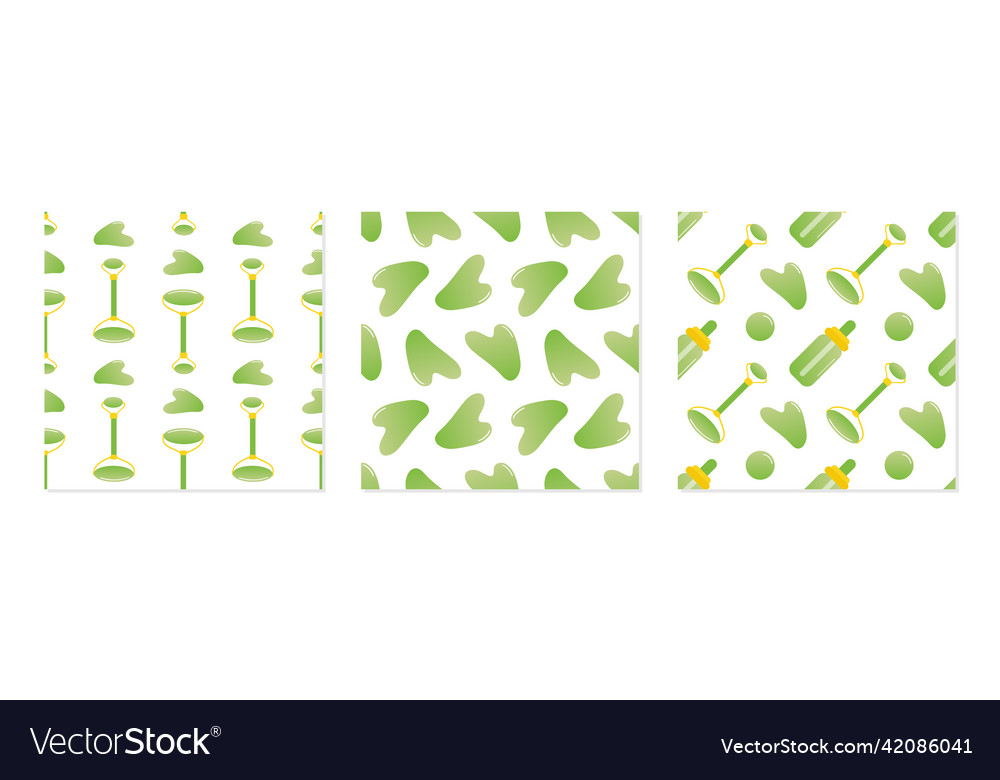 Jade stone gua sha rollers patterns set