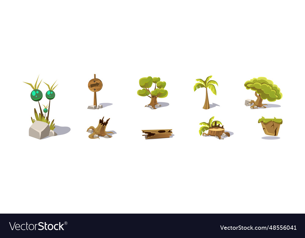 Nature game landscape object and elements vector image Nature game landscape object and elements