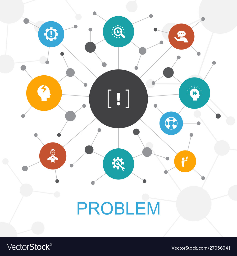 Problem trendy web concept with icons contains