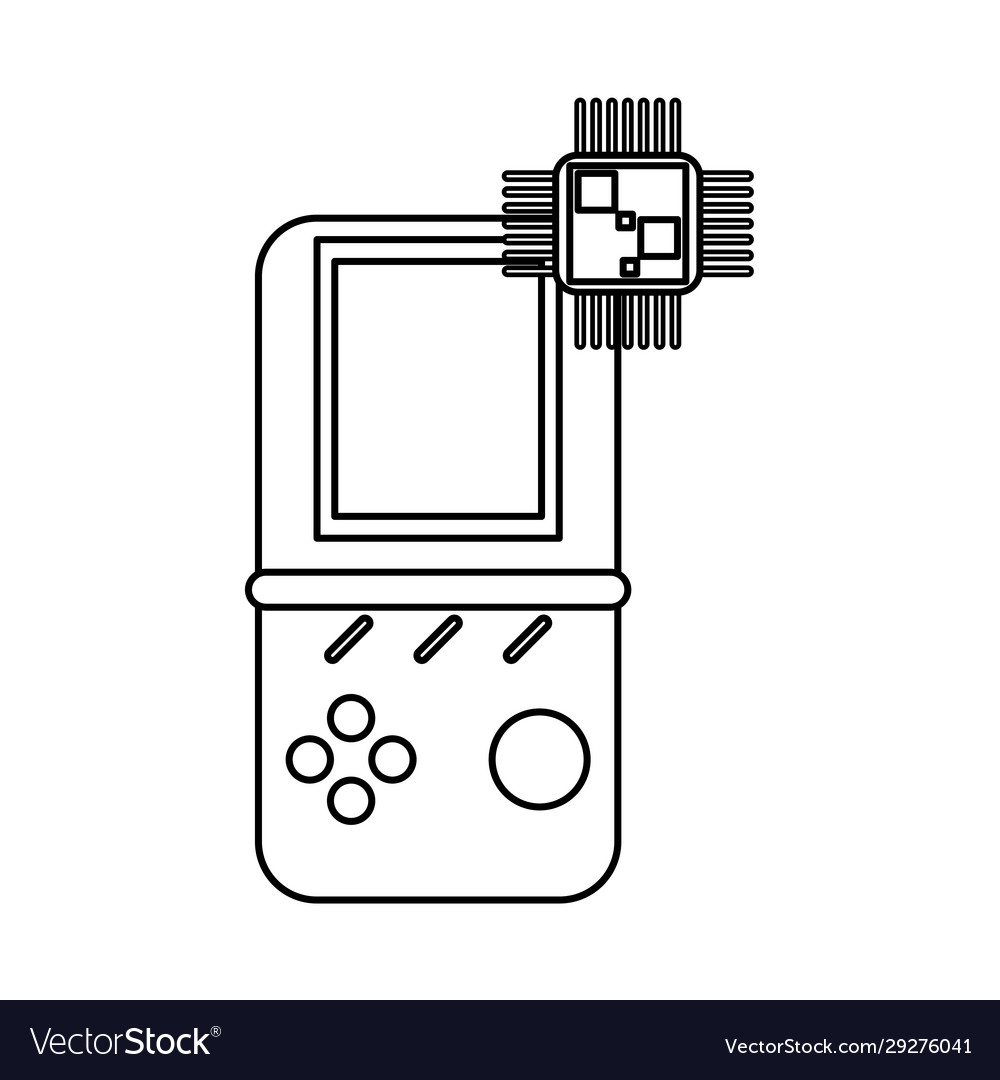 Processor chip with video game devices technology vector image Processor chip with video game devices technology