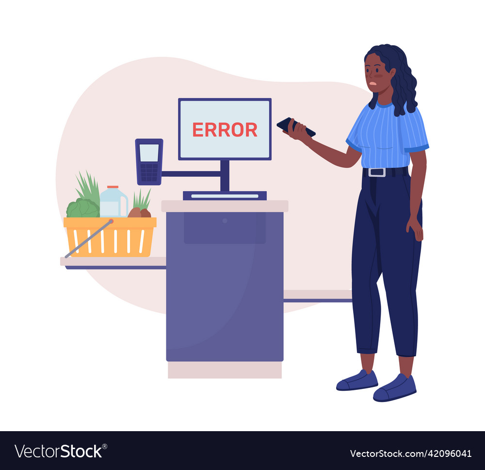 Self check out error 2d isolated vector image Self check out error 2d isolated