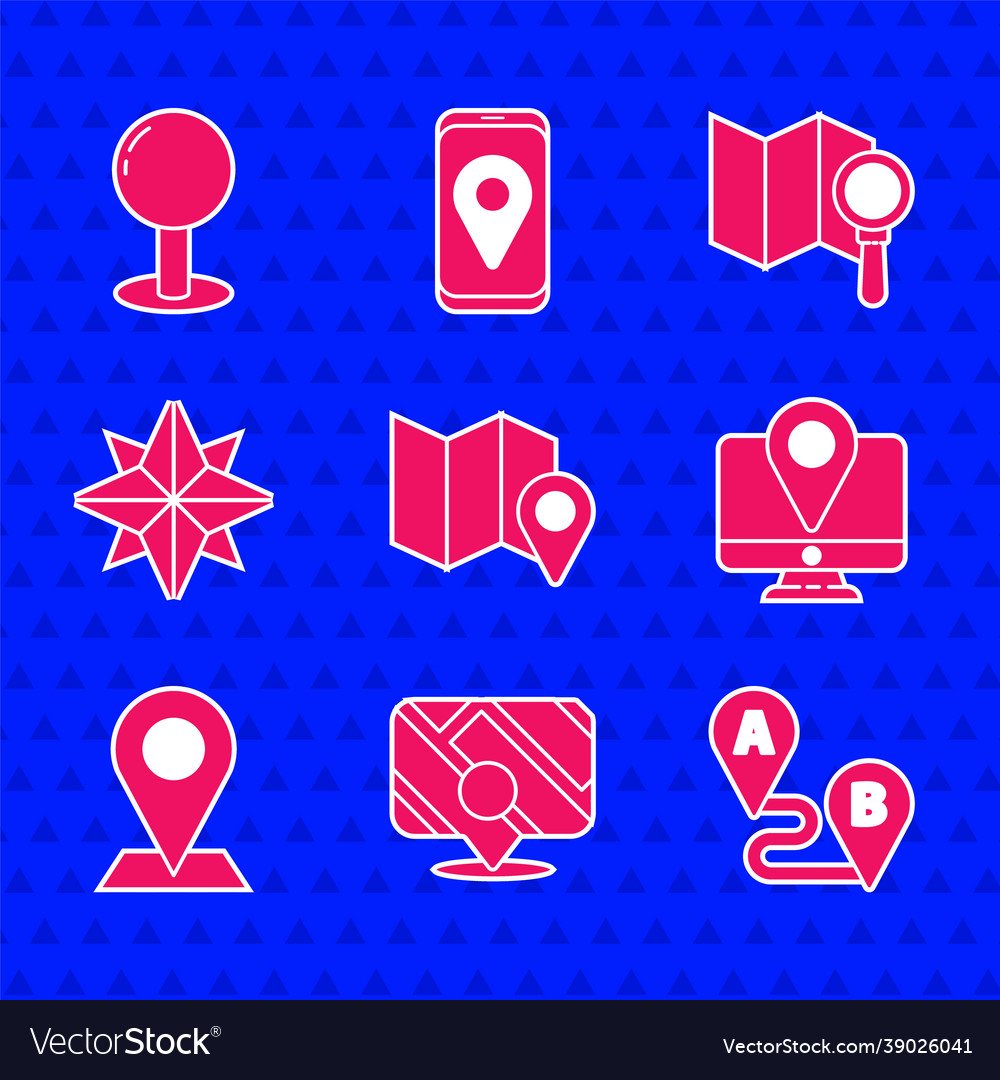 Set folded map with location marker infographic vector image Set folded map with location marker infographic