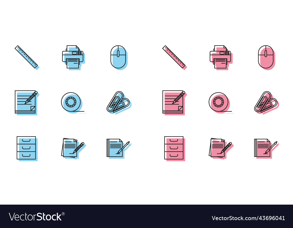 Set line drawer with documents blank notebook vector image Set line drawer with documents blank notebook