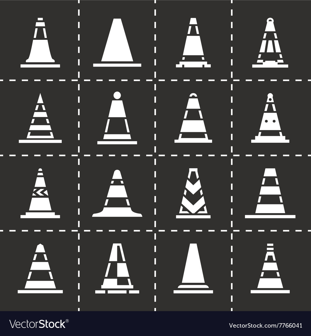 Traffic cone icon set Royalty Free Vector Image