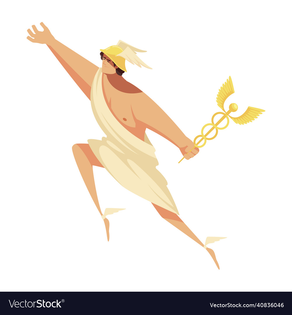 Ancient god hermes composition Royalty Free Vector Image