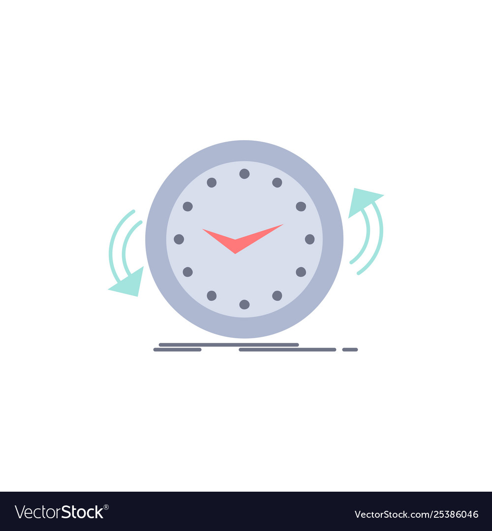 Backup clock clockwise counter time flat color vector image Backup clock clockwise counter time flat color