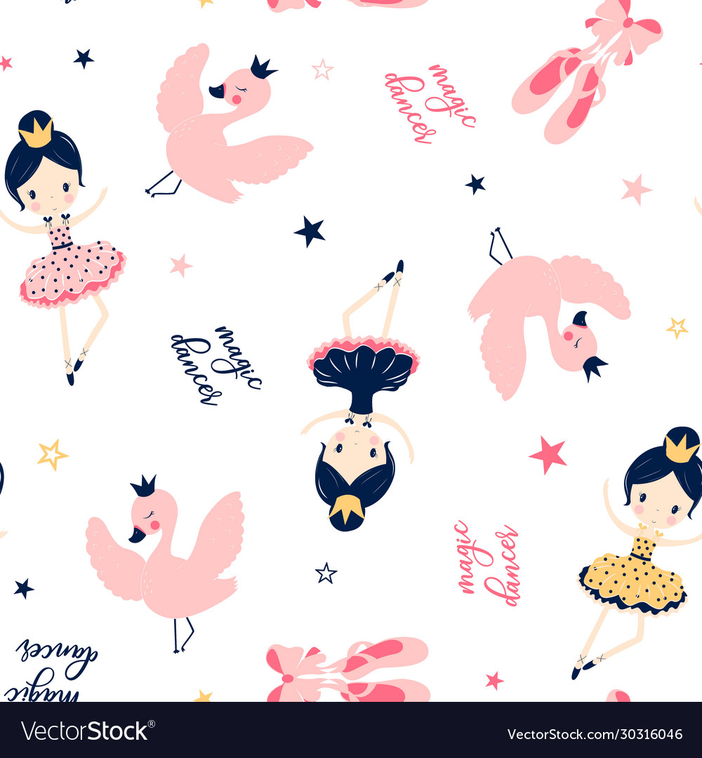 Ballerina swan and shoes hand drawing illu vector image Ballerina swan and shoes hand drawing illu