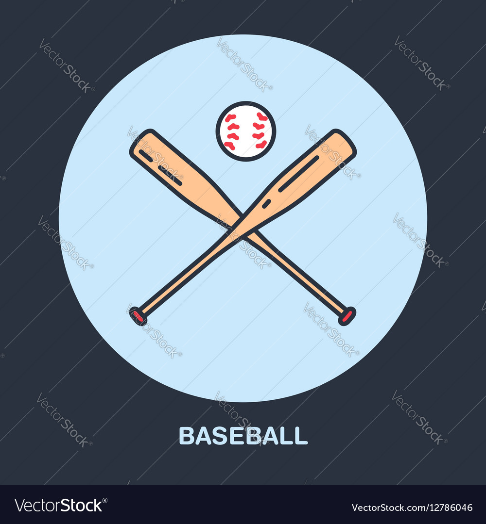 Baseball softball line icon Bats and ball Vector Image