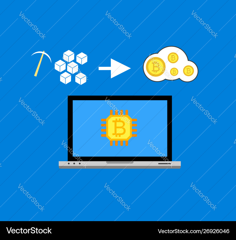Blockchain scheme mining crypto currency server Vector Image