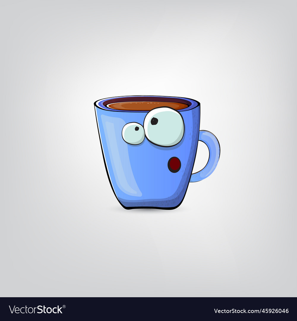 Cartoon blue coffee cup character