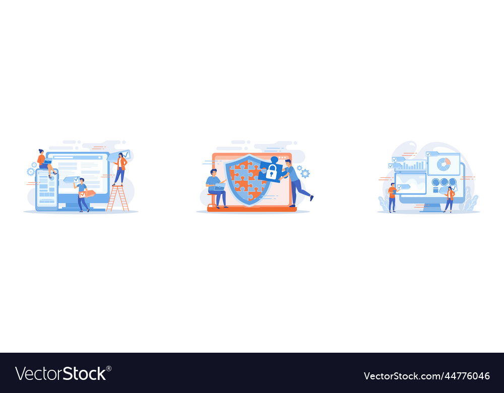 Developers use software on multiple devices vector image Developers use software on multiple devices