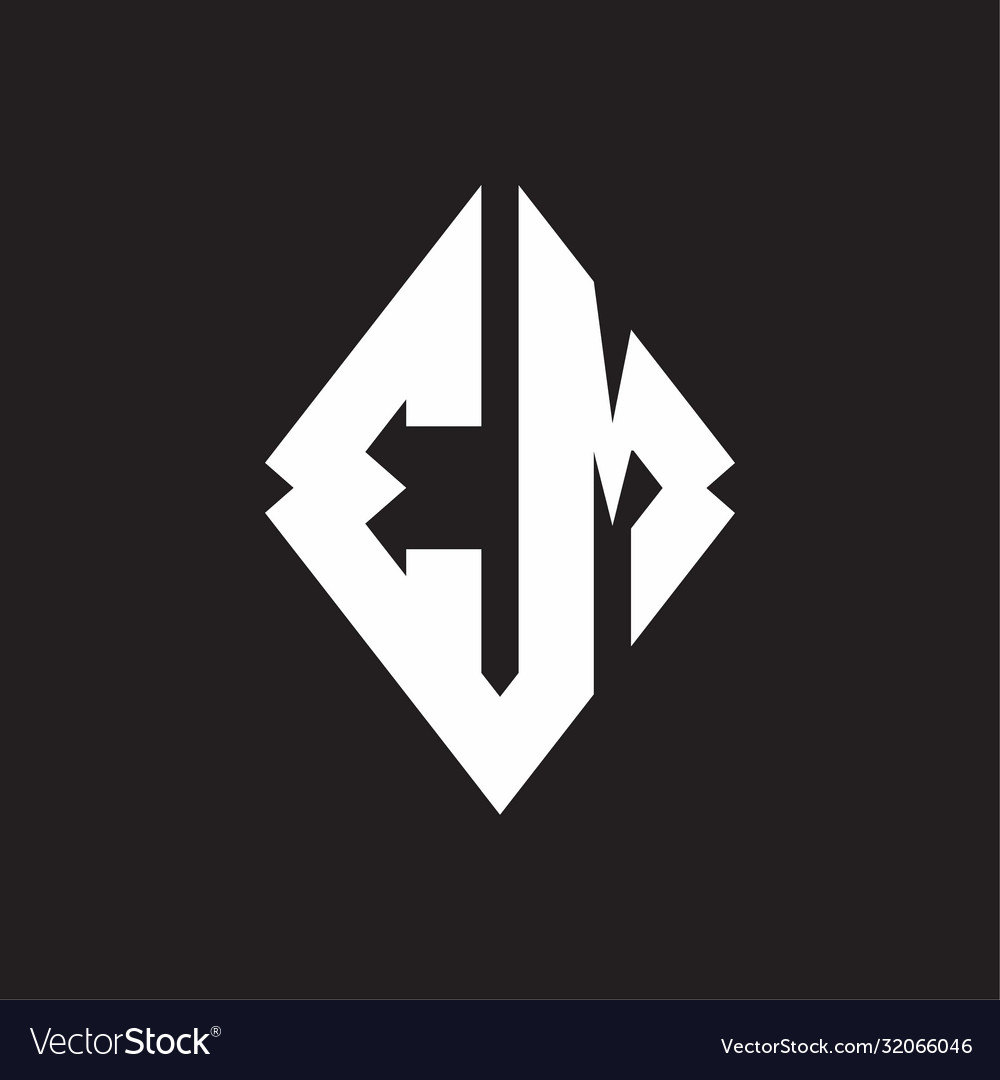 Em logo monogram with sharp square design template Vector Image Em logo monogram with sharp square design template