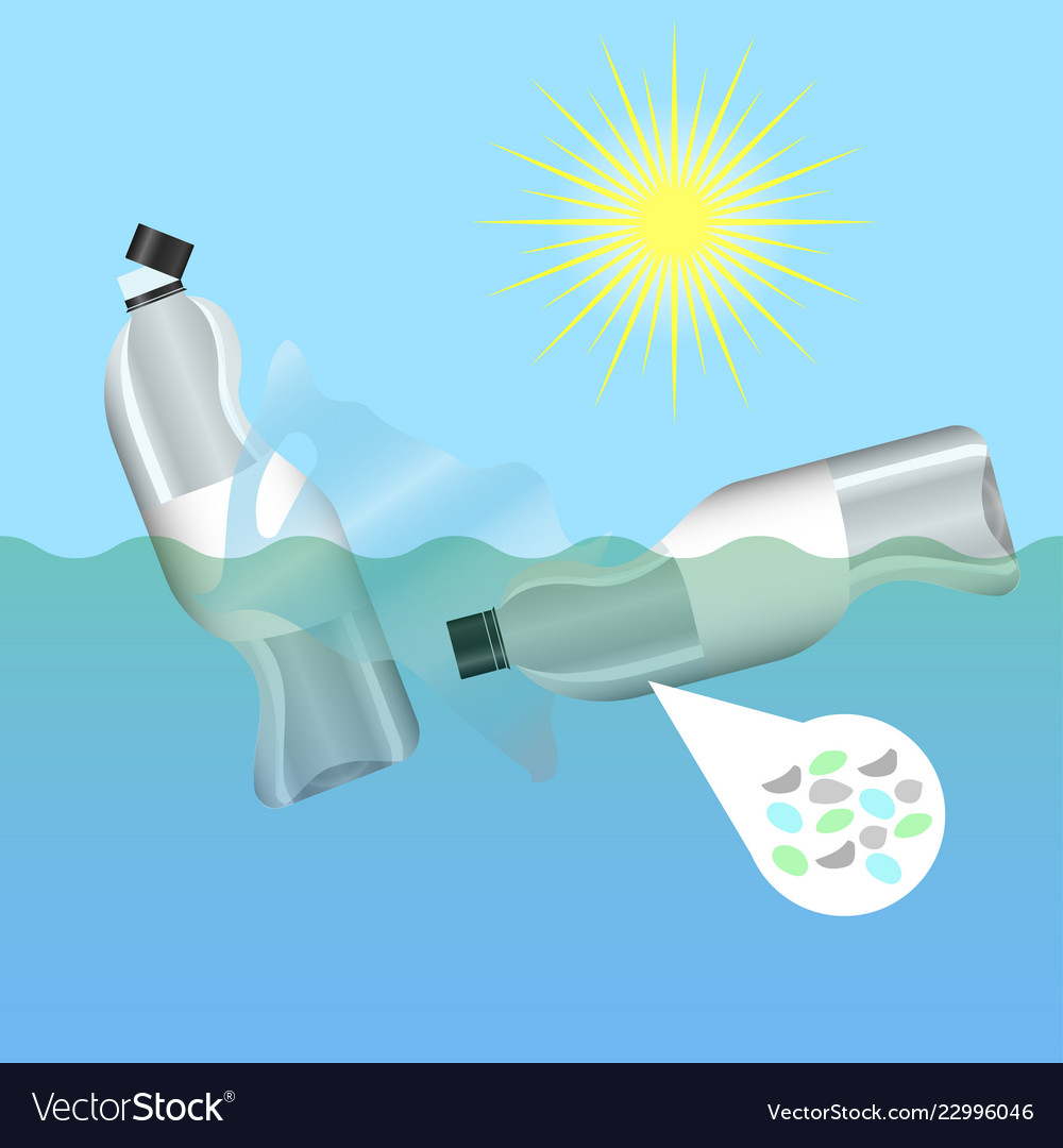 Emergence of microplastics stop plastic pollution Vector Image