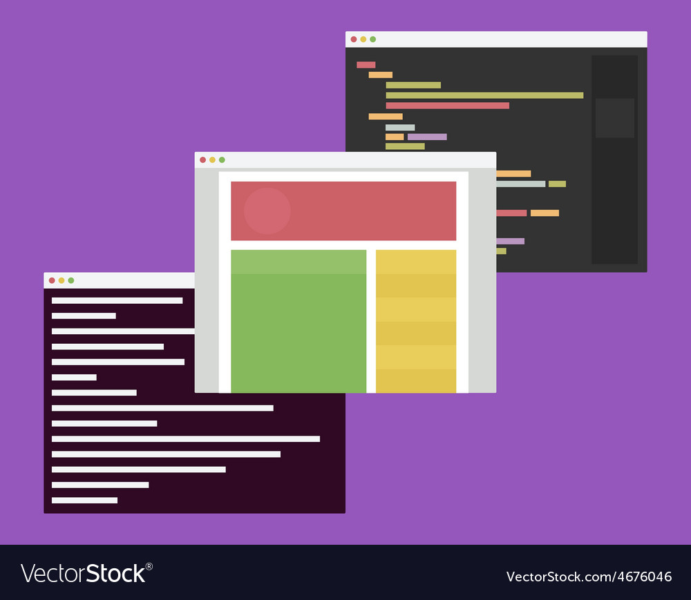 Flat design computer windows Royalty Free Vector Image