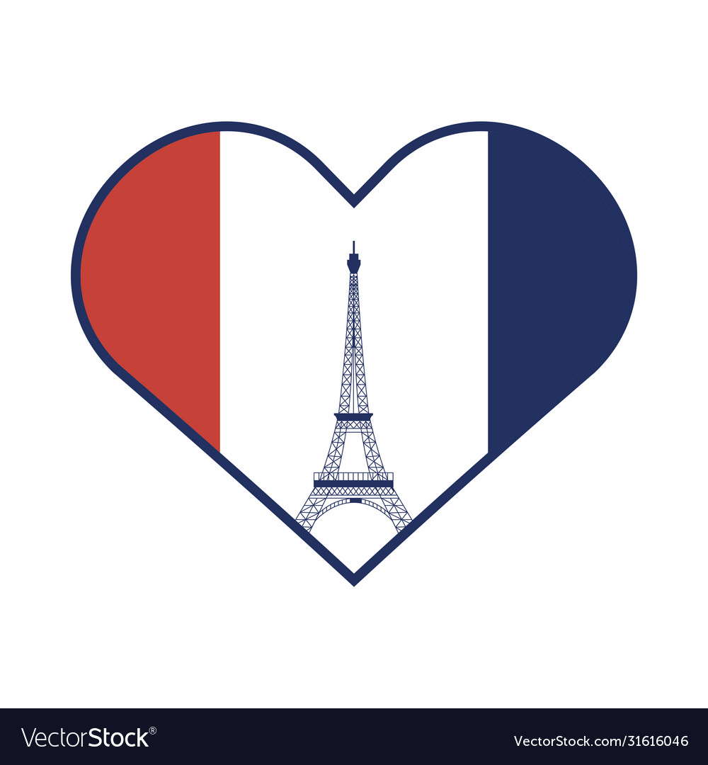 France eiffel tower inside heart happy bastille Vector Image