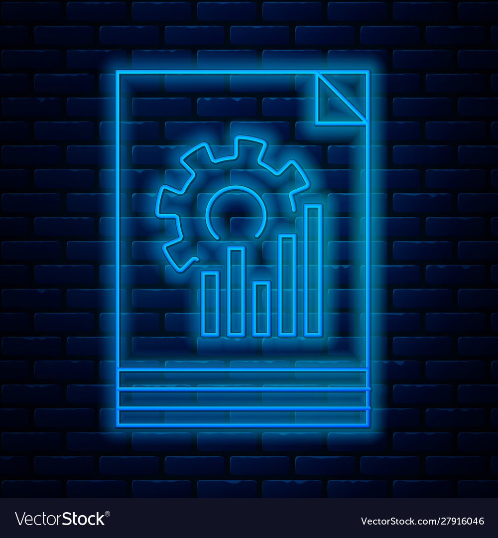 Glowing neon line document with graph chart icon Vector Image Glowing neon line document with graph chart icon
