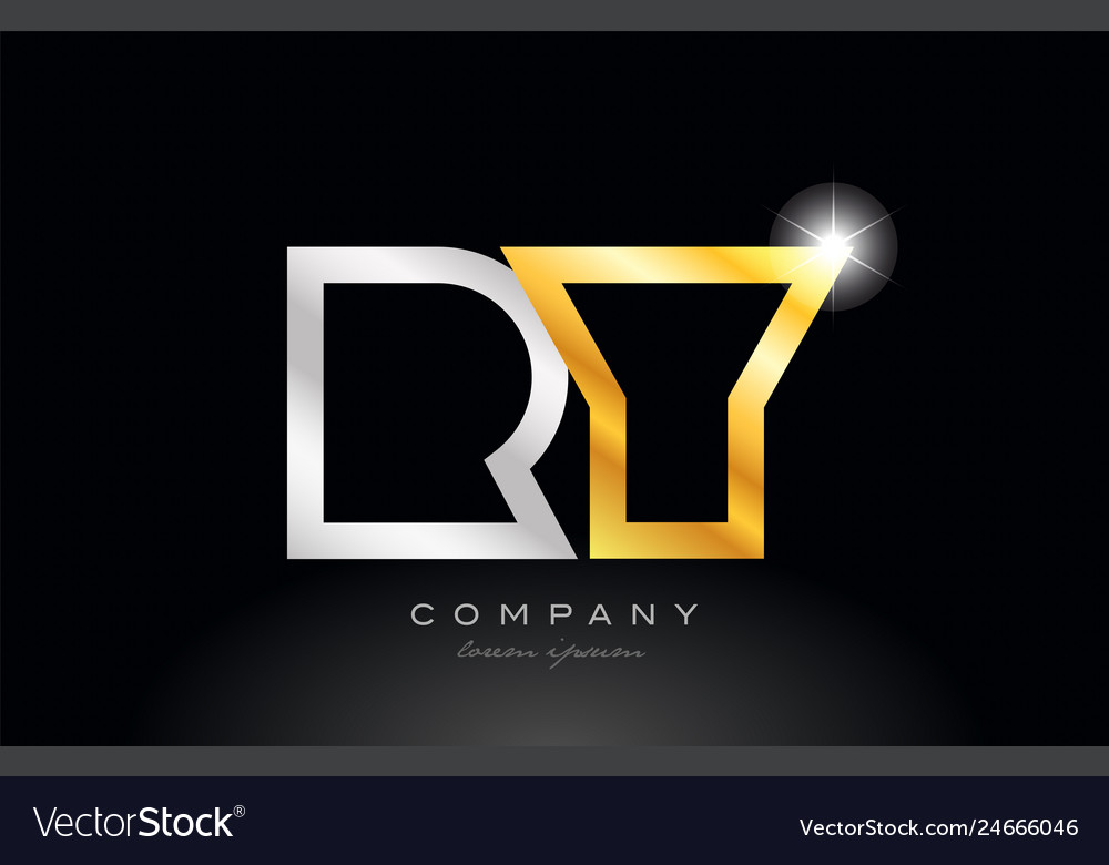 Gold silver alphabet letter ry r y combination