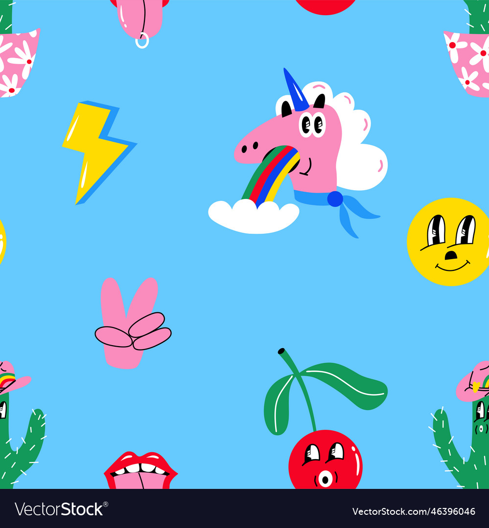 Groovy seamless pattern cartoon retro background