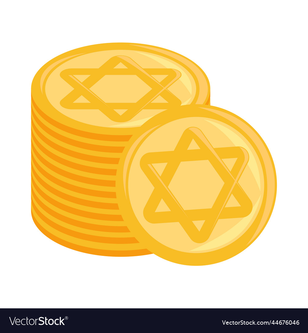 Hanukkah Gold Coins Royalty Free Vector Image - VectorStock