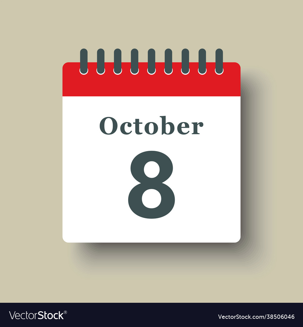 Icon day date 8 october template calendar page Vector Image