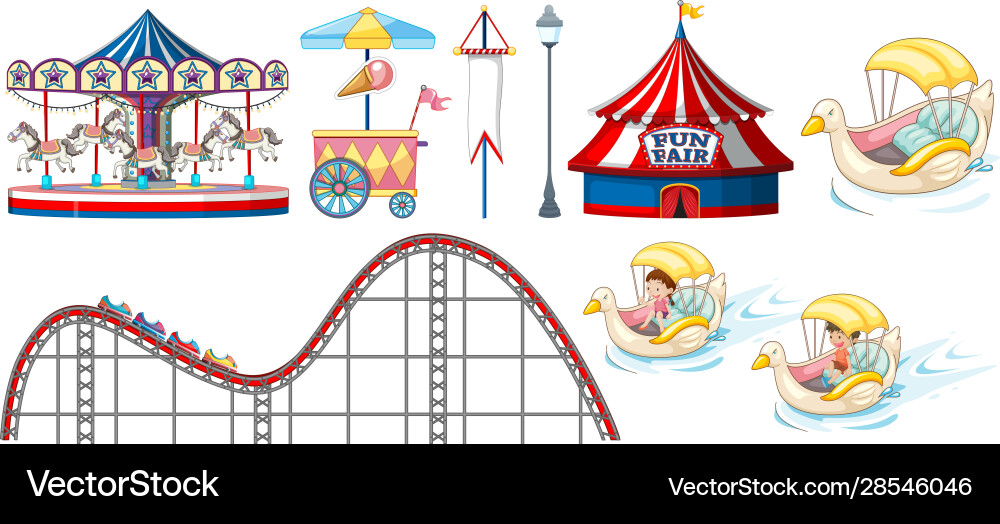 Isolated objects from circus theme with rides and Vector Image