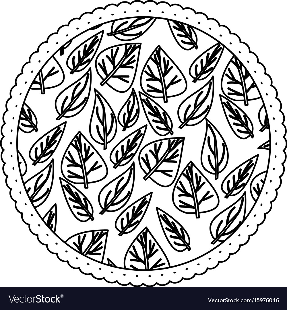 Monochrome round frame with pattern of ovoid