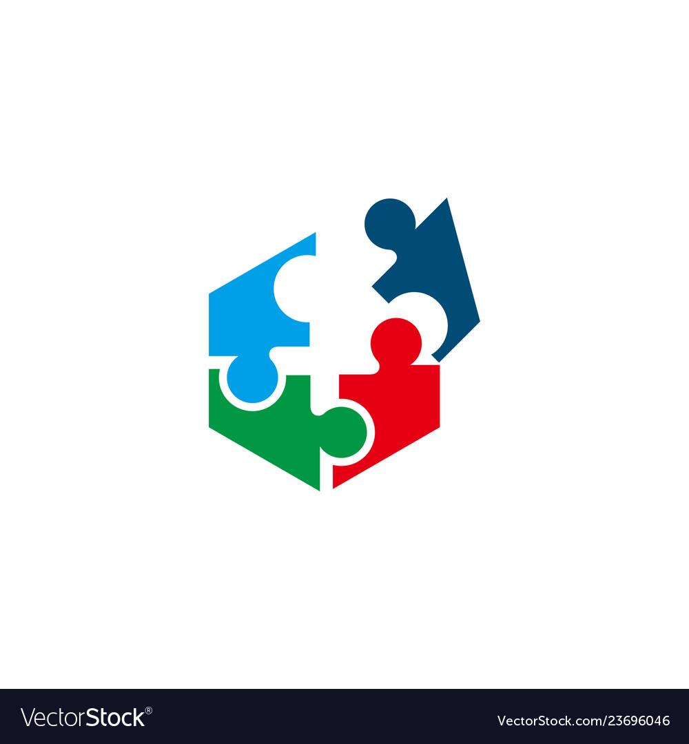 Puzzle shape connect people image