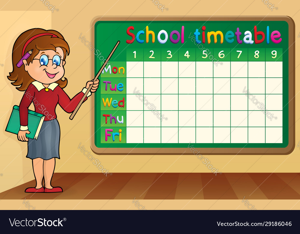 School timetable with woman teacher Royalty Free Vector