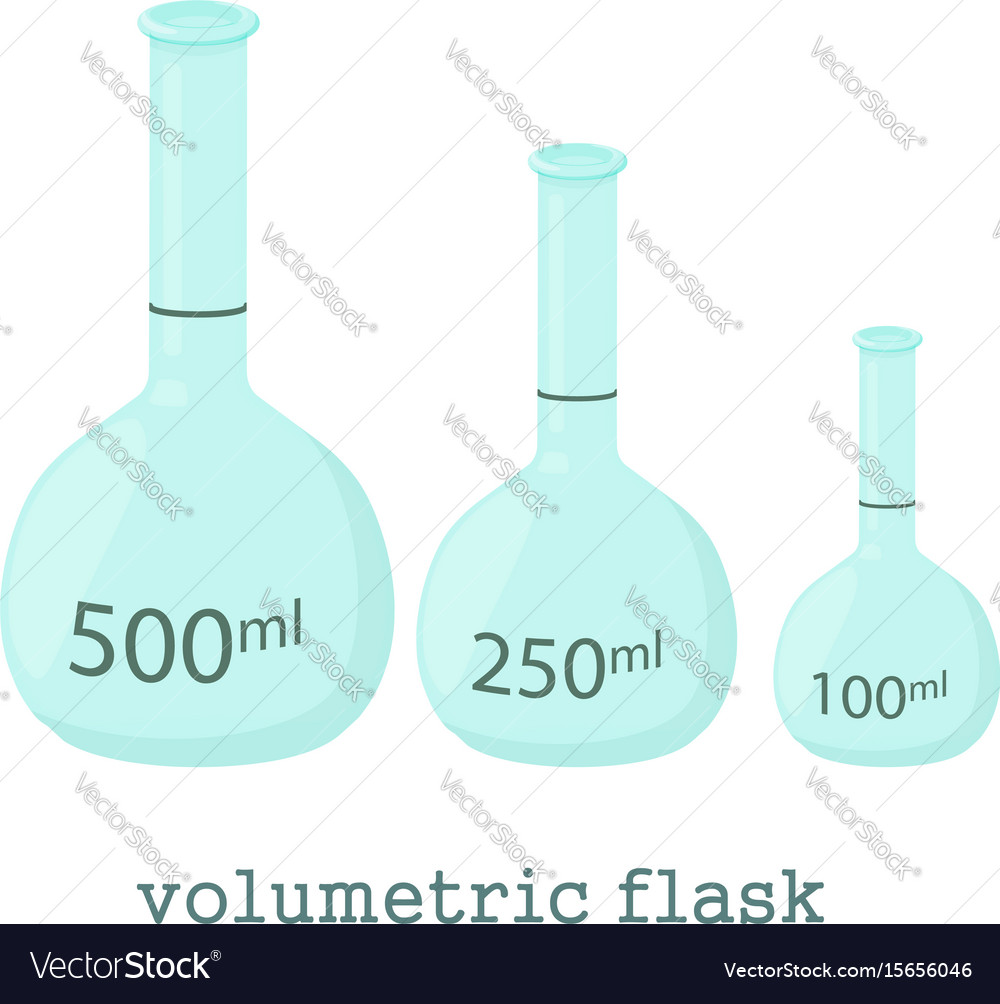 Volumetric flask icon cartoon style Royalty Free Vector