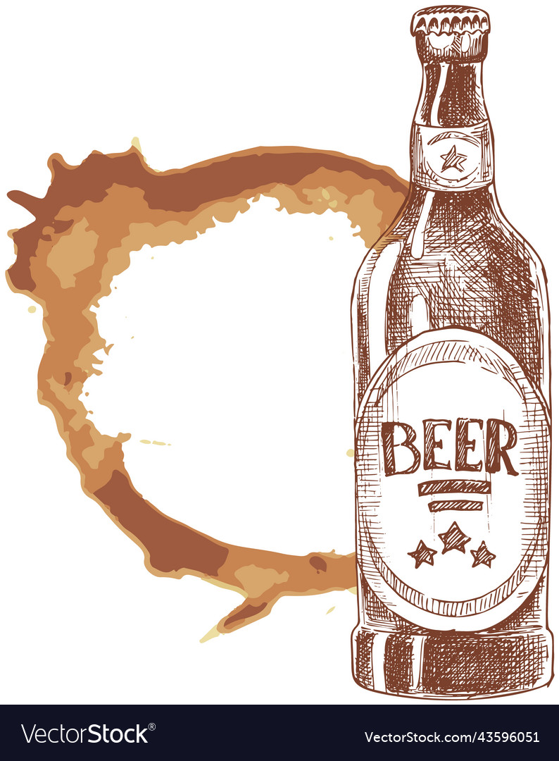 Alcohol stains splashes and drops near craft beer