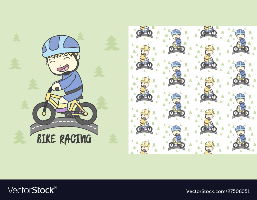 Boy use safety riding for ride bike and seamless Vector Image