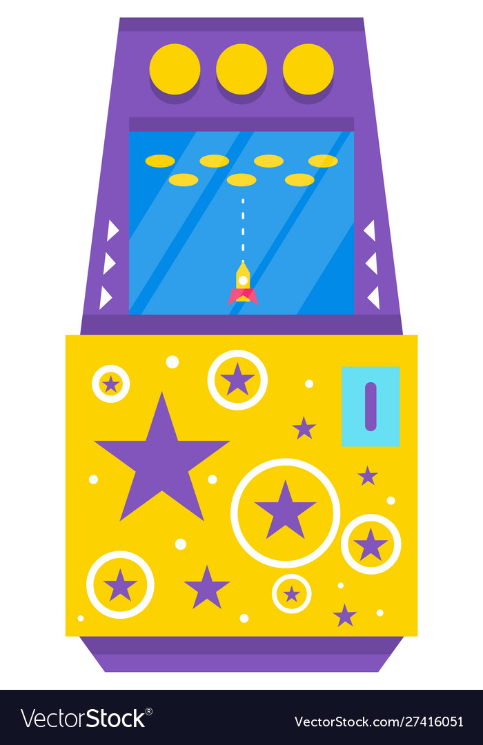 Classic arcade game machine with rocket