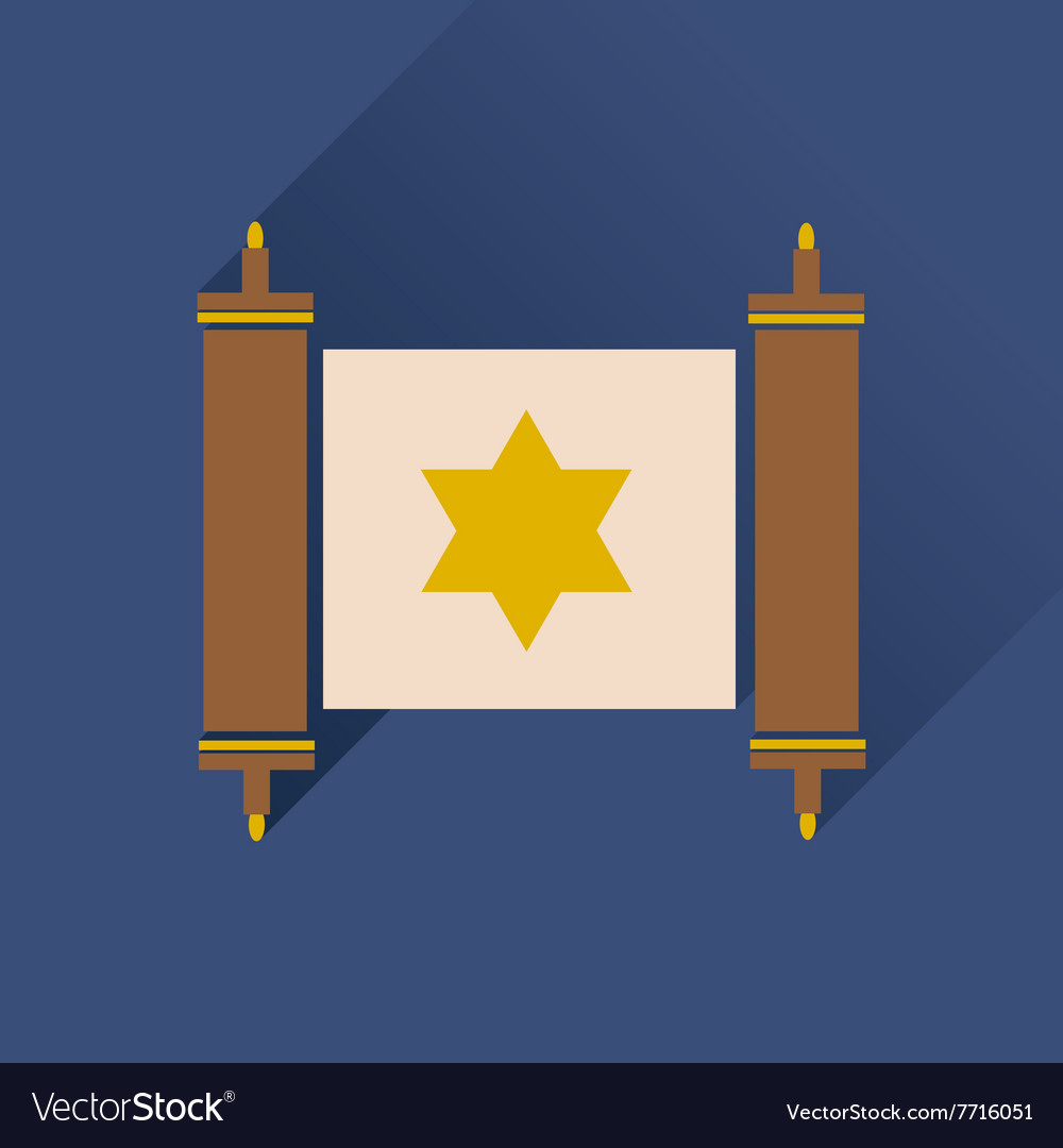 Flat icon with long shadow torah scroll
