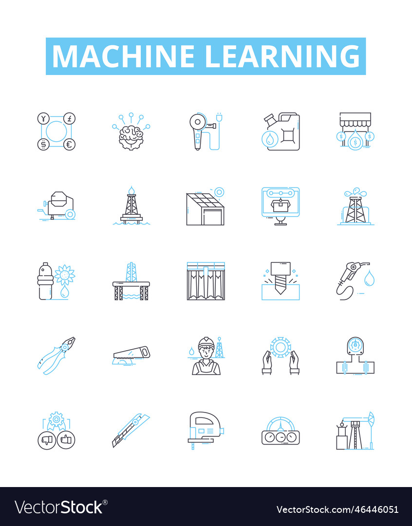 Machine learning line icons set Vector Image Machine learning line icons set