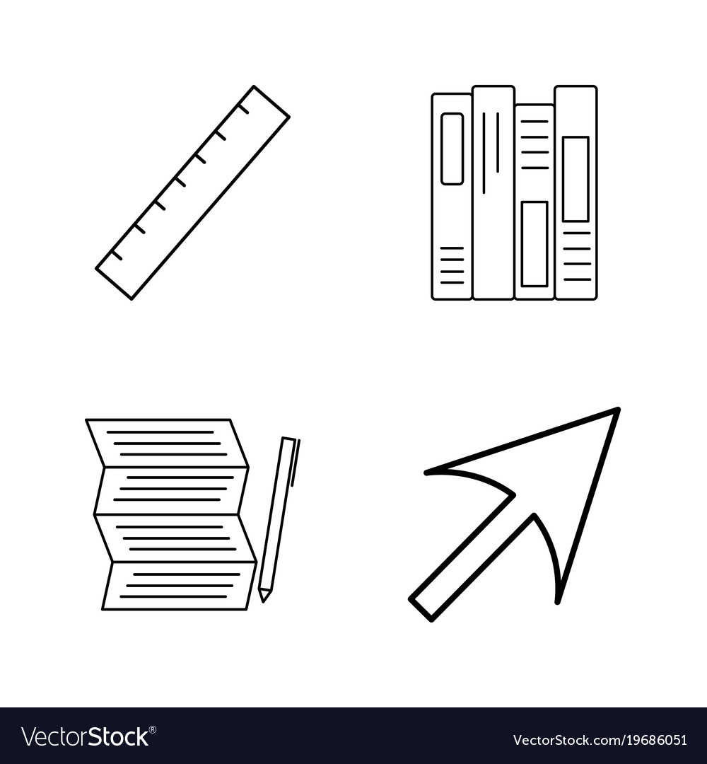Office simple linear outline icon set