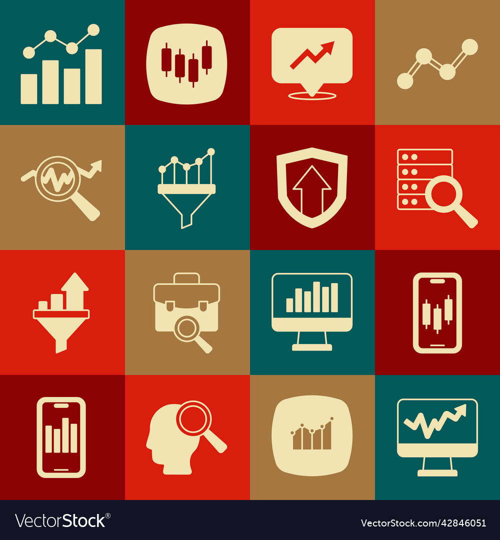 Set monitor with graph chart mobile stock trading Vector Image