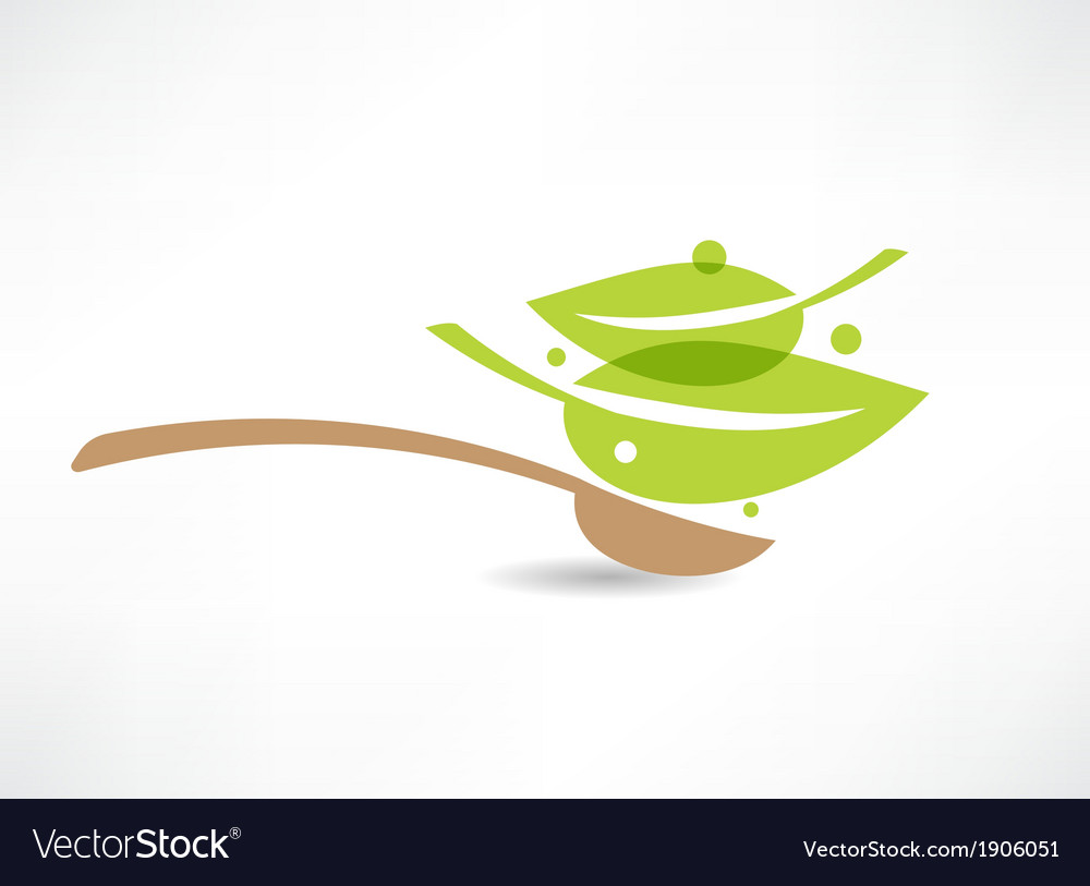 Spoon with green leaf icon