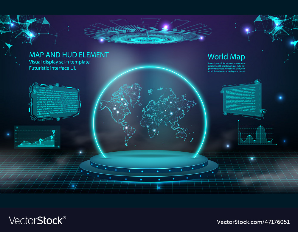 World map light connecting effect background Vector Image World map light connecting effect background