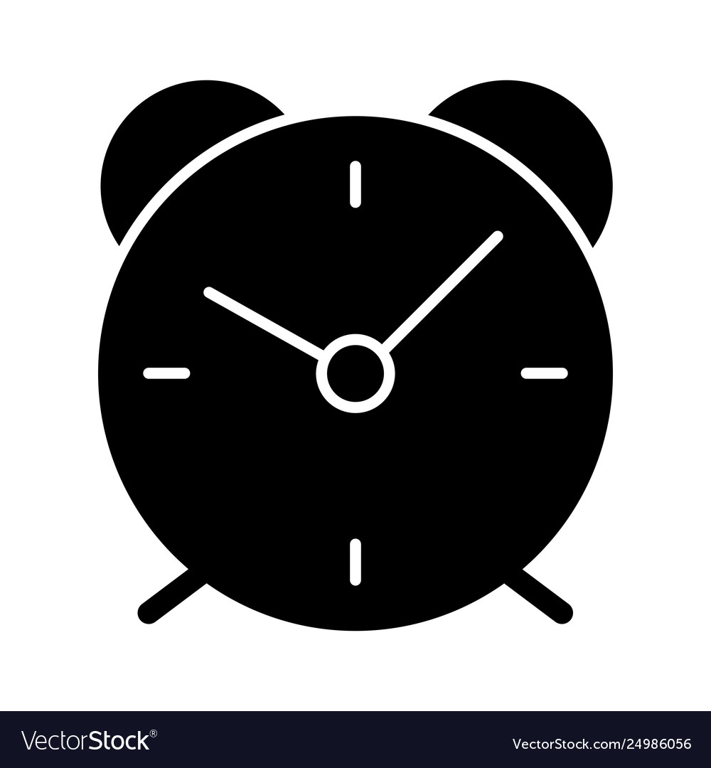 Alarm clock simple icon black and white