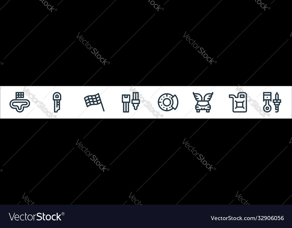 Auto racing line icons linear set quality vector image Auto racing line icons linear set quality