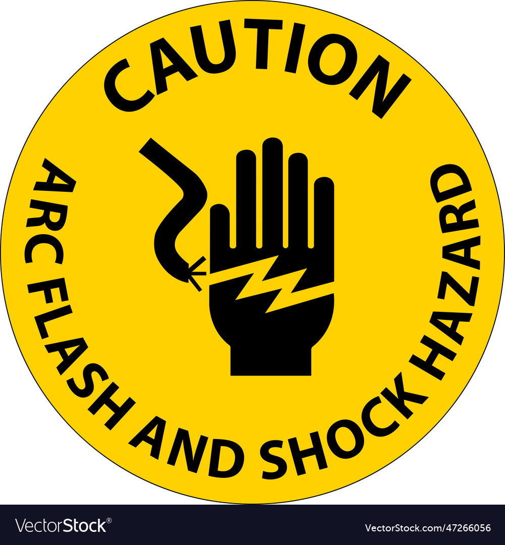 Caution floor sign arc flash and shock hazard Vector Image