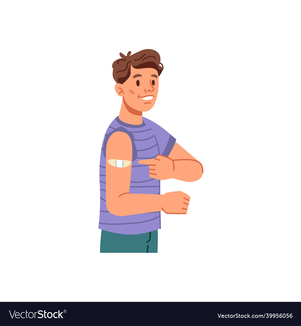 Coronavirus Immunization Man After Vaccination Vector Image