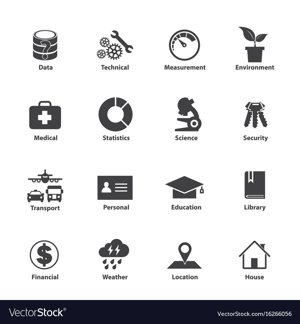 Data type icon set different kinds of data Vector Image