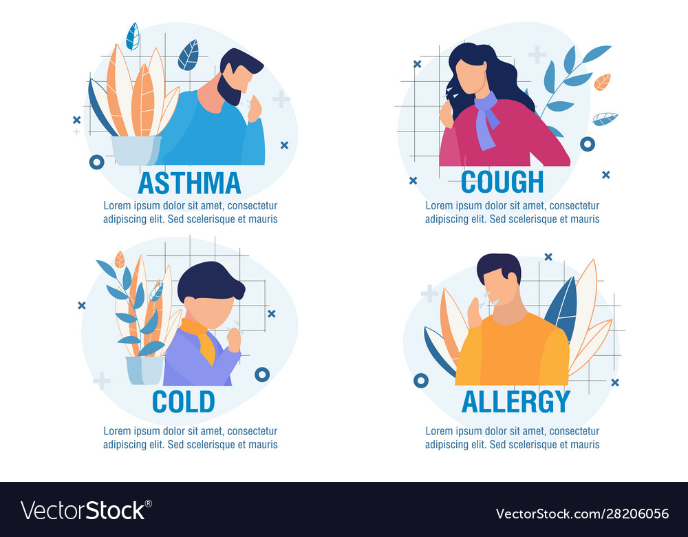 different-types-cough-cartoon-sick-people-set-vector-image