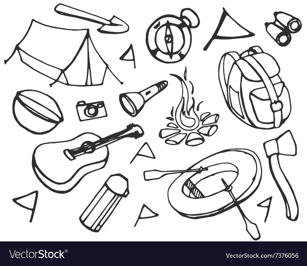 Doodle set of adventure Royalty Free Vector Image