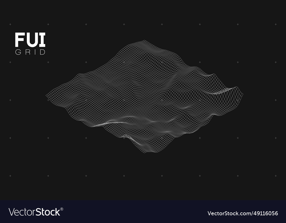 Fui gui 3d landscape scan grid abstract vector image Fui gui 3d landscape scan grid abstract
