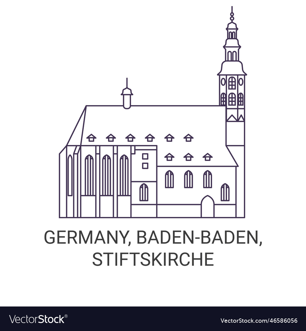 Germany badenbaden stiftskirche travel landmark vector image Germany badenbaden stiftskirche travel landmark