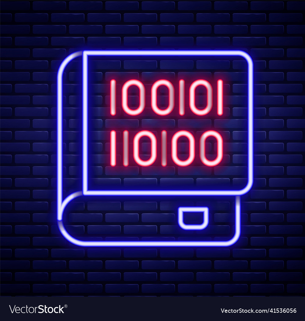 Glowing neon line books about programming icon vector image Glowing neon line books about programming icon