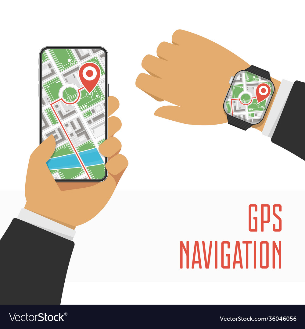 Gps navigation on smartphone vector image Gps navigation on smartphone